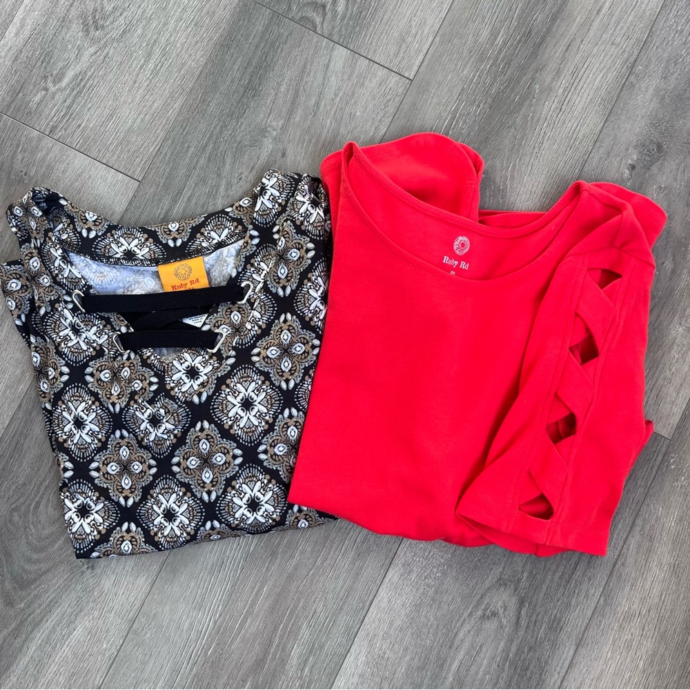 Ruby Rd Women’s Pullover Tops Set Of 2 EUC Petite Large